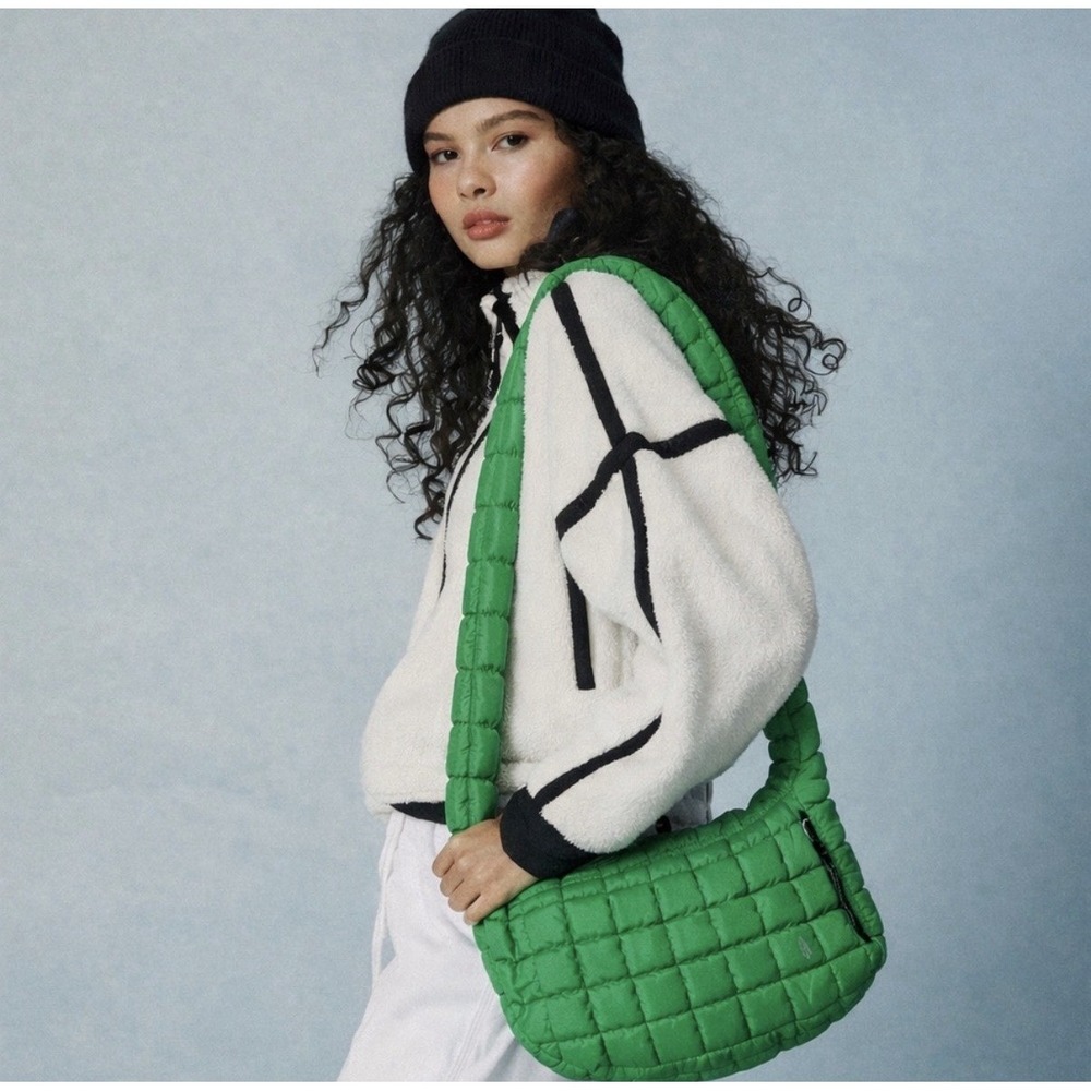 NWT Free People Movement Quilted Baby Carryall Sling Bag Kelly Green